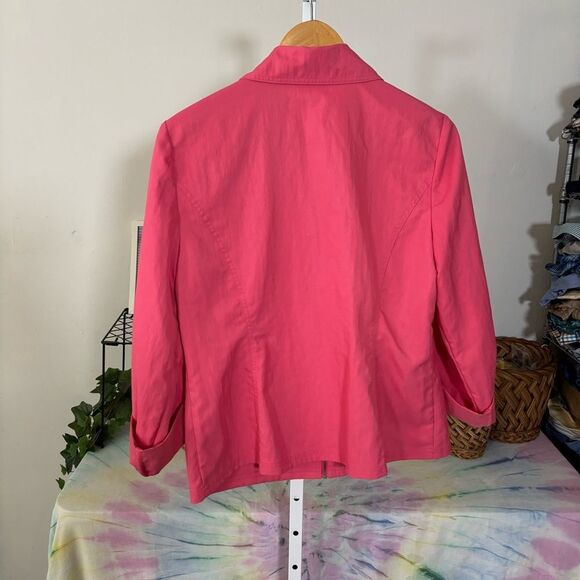 Chico's Vibrant Pink Jacket full zip 3/4 sleeve size 1 (medium 8-10) Barbie - Picture 9 of 9